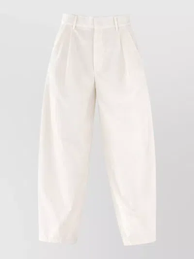 Alysi Silk Tailored Pants Back Pockets Pleats In White