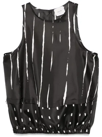 Alysi Silk Top In Black
