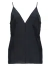 Alysi Neutrals V-neck Silk Camisole Tank Top In Black
