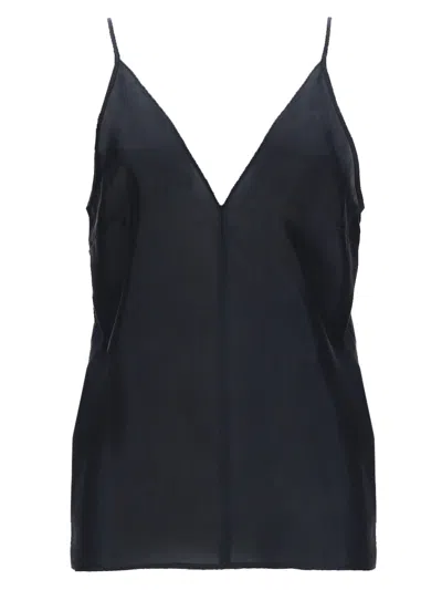 Alysi V-neck Silk Camisole Top In Black