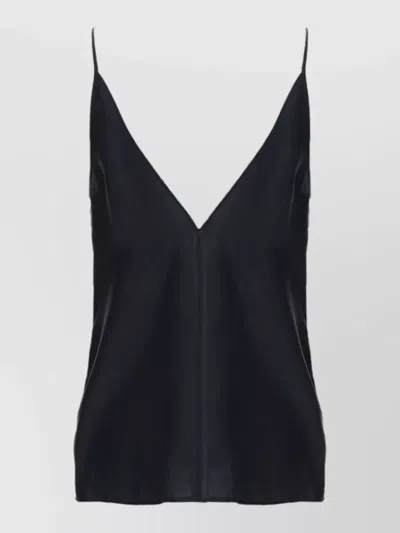 Alysi Silk Top Lightweight Fabric Spaghetti Straps Neckline In Black