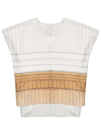 Alysi Silk V-neck Blouse In Multicolour