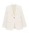 Alysi Beige Striped Single Breasted Blazer In White