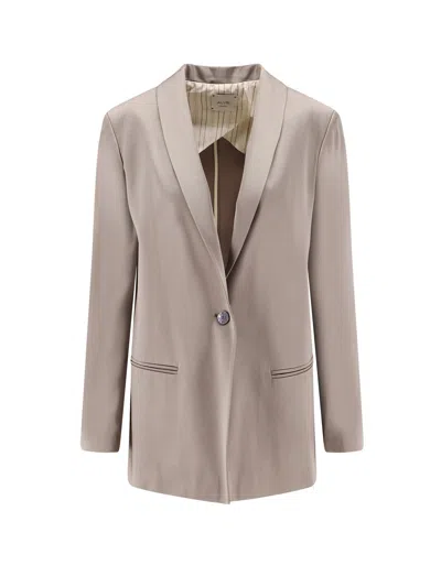 Alysi Single-breasted Satin Blazer In Multi