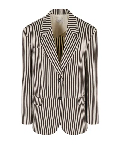 Alysi Single Breasted Striped Blazer In Burgundy