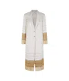Alysi Single Breasted Striped Coat In White