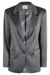 Alysi Single-breasted Tailored Blazer With Notched Lapel In Gray