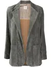 Alysi Single-breasted Velvet Blazer In Grey