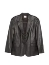 Alysi Single-breasted Leather Jacket In Brown
