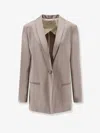 Alysi Single-breasted Shawl-lapel Blazer In Gray