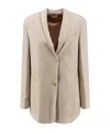 Alysi Single-breasted Shawl-lapel Blazer In Neutral