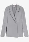 Alysi Silk Blazer Long Sleeves Notched Lapel In Gray