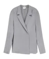Alysi Silk Blazer Long Sleeves Notched Lapel In Gray
