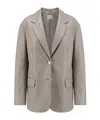 Alysi Leather Single-breasted Jacket In Gray