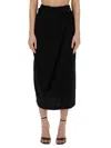 Alysi Draped Knot-detail Midi Skirt In Black
