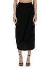 Alysi Draped Knot-detail Midi Skirt In Black