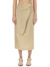 Alysi Wrap-effect Midi Skirt In Beige