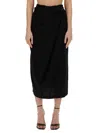 Alysi Draped Knot-detail Midi Skirt In Black