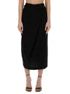 Alysi Draped Knot-detail Midi Skirt In Black