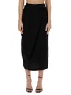 Alysi Draped Knot-detail Midi Skirt In Black