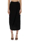 Alysi Draped Knot-detail Midi Skirt In Black