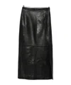 Alysi Leather Midi Skirt In Black