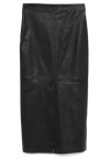 Alysi Leather Midi Skirt In Black