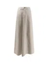 Alysi Flared Linen Skirt In Neutral