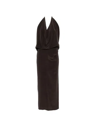 Alysi Sleeveless Draped Maxi Dress In Brown