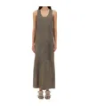 Alysi Sleeveless Leather Maxi Dress With Deep V-neckline