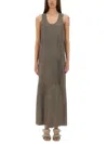 Alysi Sleeveless Leather Maxi Dress With Deep V-neckline