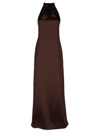 Alysi Sleeveless Long Dress In Brown