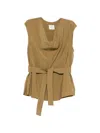 Alysi Sleeveless Belted Top In Brown