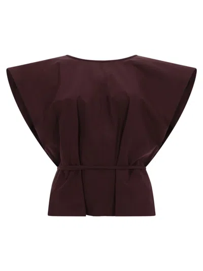 Alysi Neutrals Cotton Cape Extended Shirt In Brown