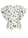 Alysi Light Backdrop Leaf Print Blouse In White