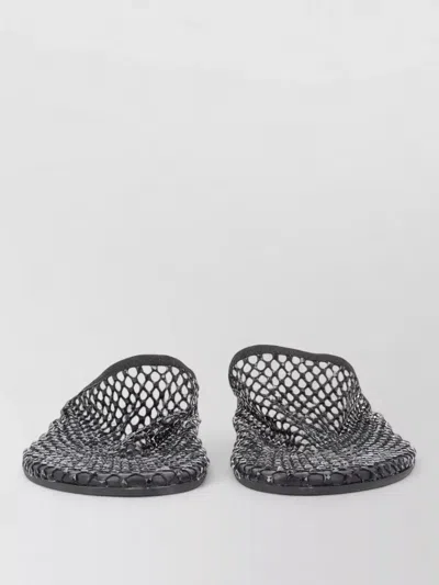 ALYSI SLIDE MULE SANDAL RHINESTONE MESH FLAT SOLE