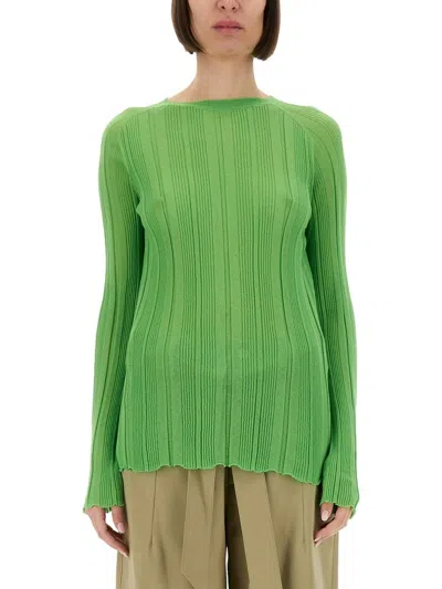 Alysi Ribbed Texture Green Slim Fit Shirt