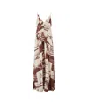 Alysi Maxi Dress With Deep V-neckline And Photographic Print In Nude
