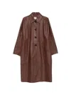 Alysi Smooth Grain Leather Coat In Brown