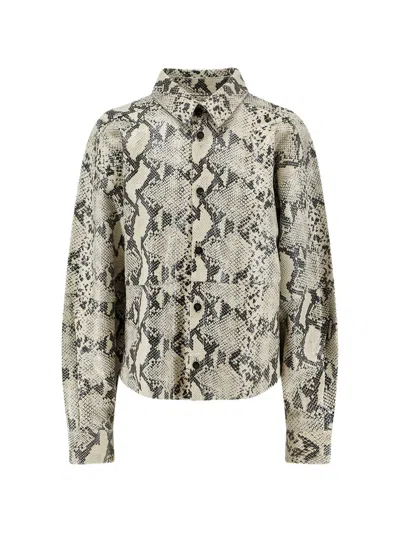 Alysi Snakeskin-effect Button-down Shirt In 뉴트럴