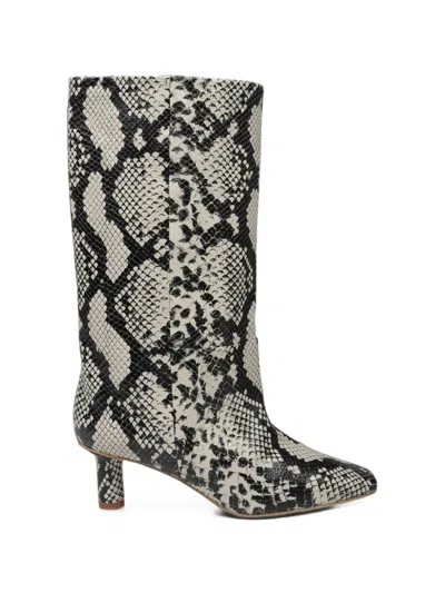 Alysi Snakeskin-effect Leather Boots In Gray