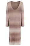 Alysi Soft Alpaca Low-neck Dress In Animal Print