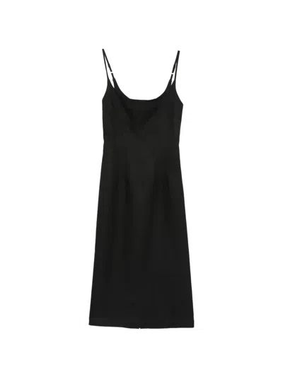 Alysi Spaghetti-strap Midi Dress In Black