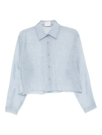 Alysi Speckled Cropped Shirt In Blue