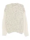 Alysi Off White Speckled Wool Cardigan In Neutral