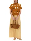 Alysi Hollow Knit Sweater In Orange