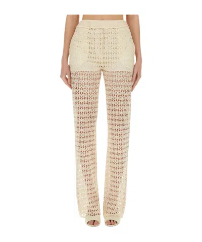 Alysi Straight-leg Sheer Trousers In Beige
