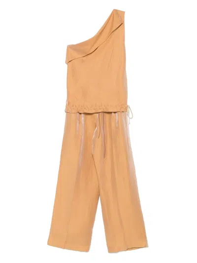 Alysi Straight Trousers Set In Brown