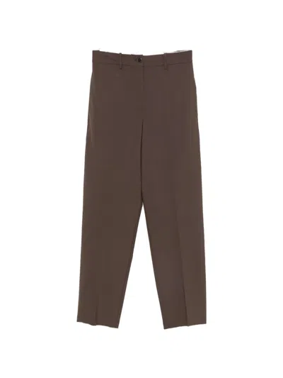 Alysi Straight-leg Tailored Trousers In Brown