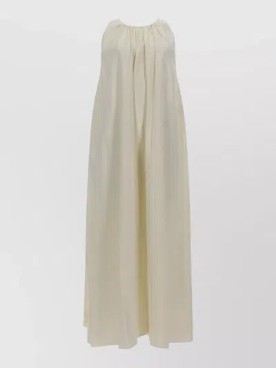 Alysi Strapless Cotton Dress Floor Length Gathered In Multi